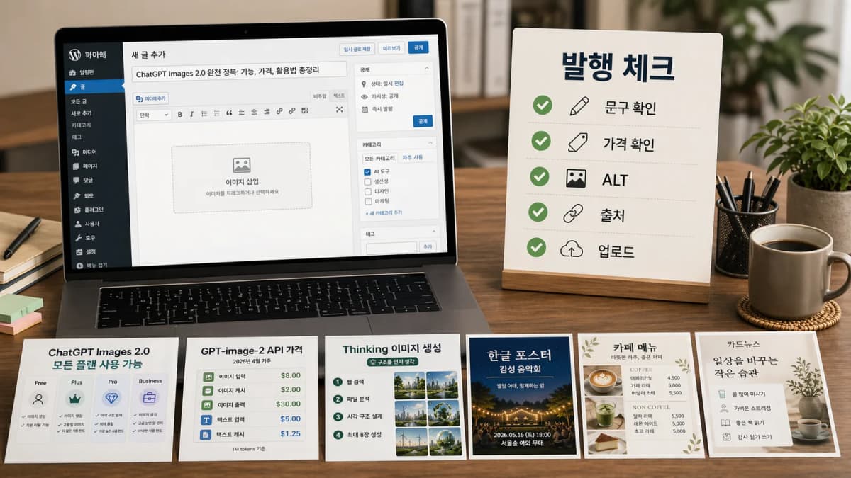 ChatGPT Images 2.0 이미지 발행 전 문구, 가격, ALT, 출처를 확인하는 체크리스트