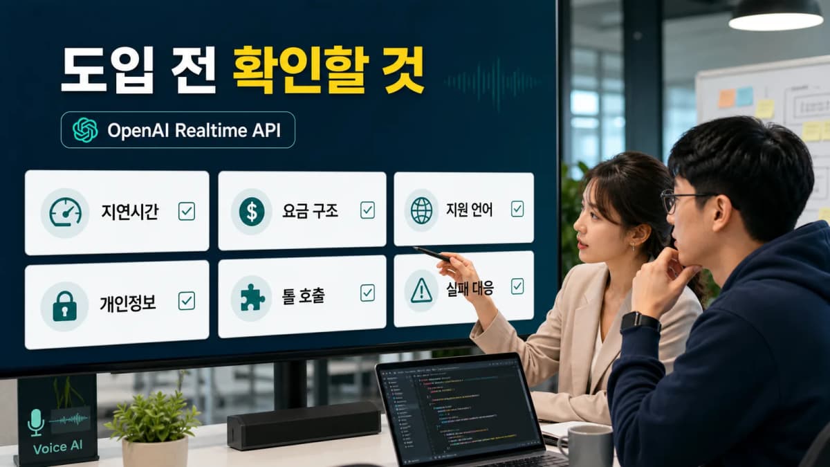 OpenAI Realtime API 도입 전 지연시간 요금 구조 지원 언어 개인정보 툴 호출 실패 대응 체크리스트