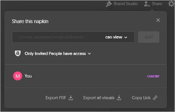 napkin ai 저장 상세 설명 - export pdf