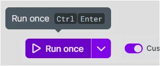 Make 시나리오 빌더에서 Run once 버튼을 눌러 테스트 실행하는 화면