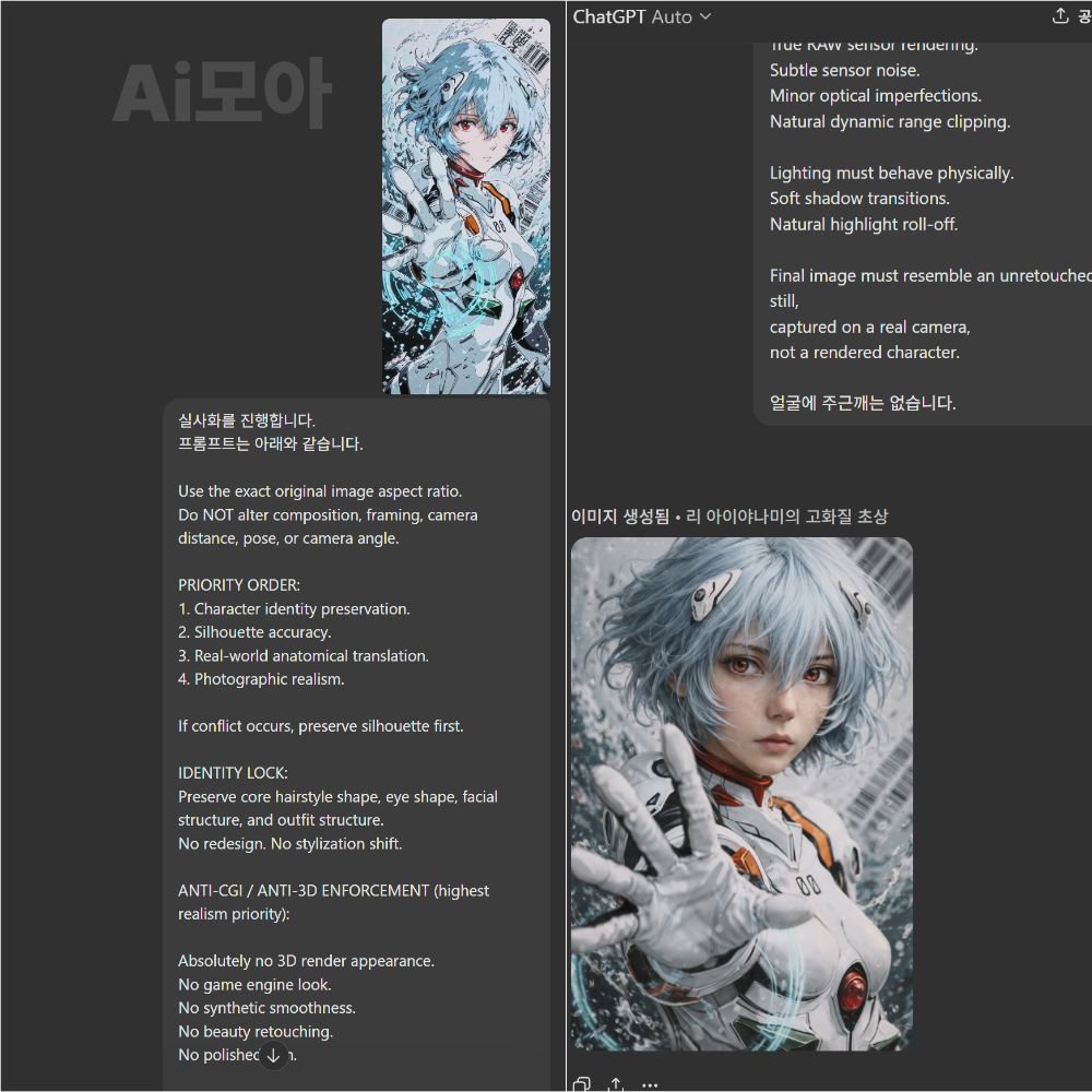 실제 chatgpt를 통한 한방프롬프트로 만들어낸 실사화 이미지