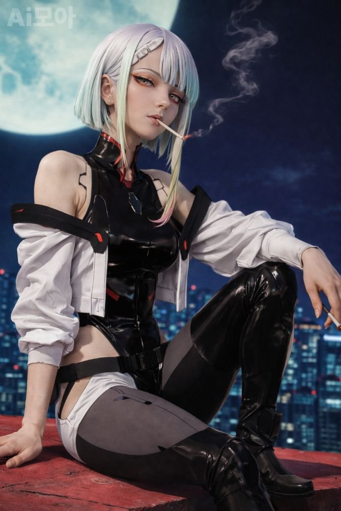 챗gpt 이미지 생성으로 만들어낸 사이버펑크 루시 실사화