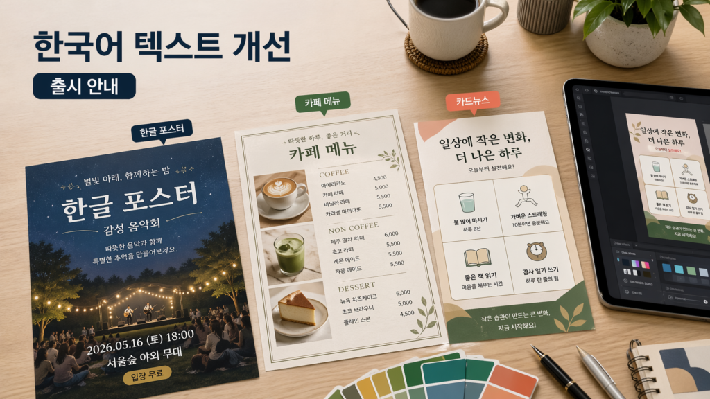 ChatGPT Images 2.0으로 만든 한국어 포스터와 메뉴, 카드뉴스 예시