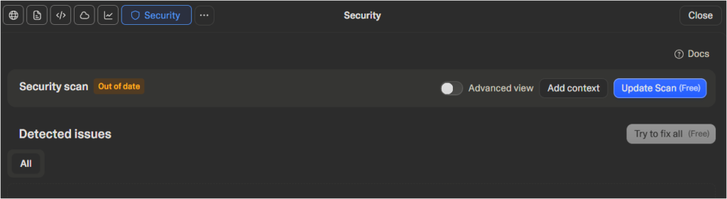 Lovable 보안설정 - security - update scan