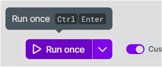 Make 시나리오 빌더에서 Run once 버튼을 눌러 테스트 실행하는 화면